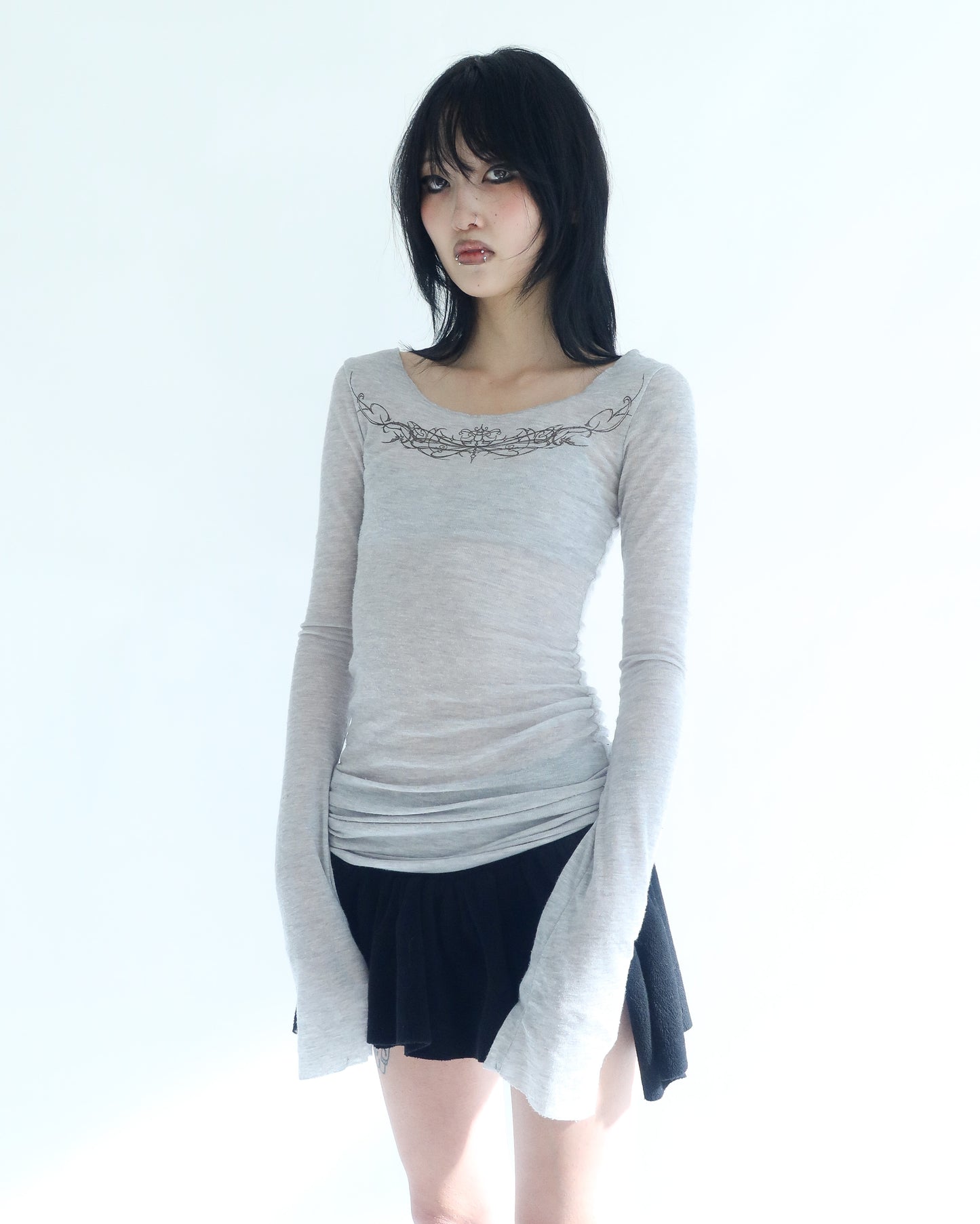 Gauze Top Heather Grey