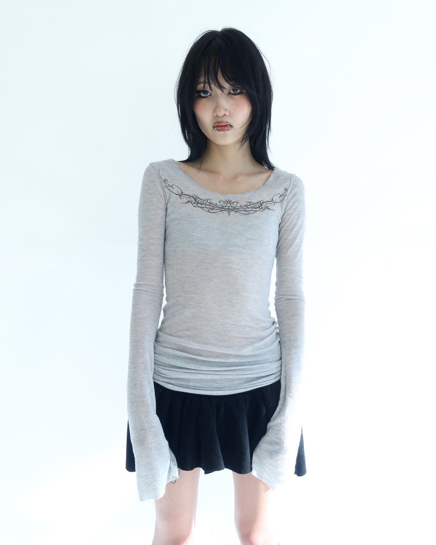 Gauze Top Heather Grey